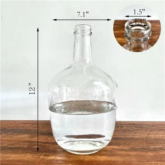 Large Clear Glass Jug Vase Round Flower Decorative Bubble Vase for Dining Table - Picture 3 of 6